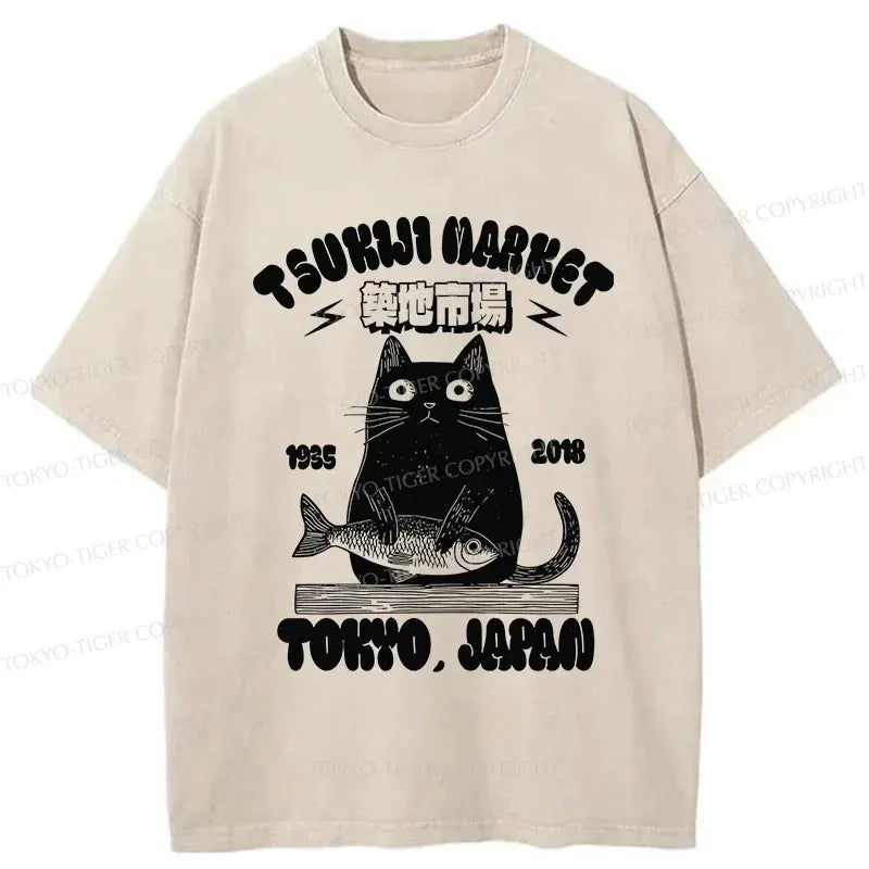 Japanese Vintage Washed T-Shirt for Daily Wear