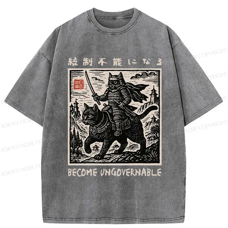 Unisex Washed Samurai T-Shirt Trendy