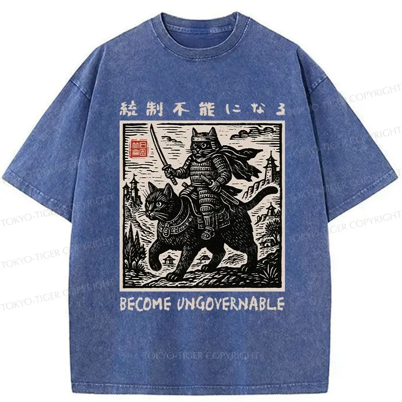 Unisex Washed Samurai T-Shirt Trendy