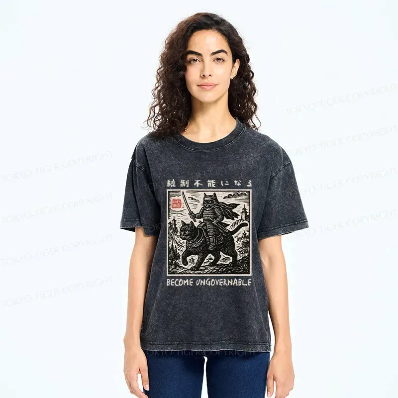Japanese Vintage Cat Tee for Summer