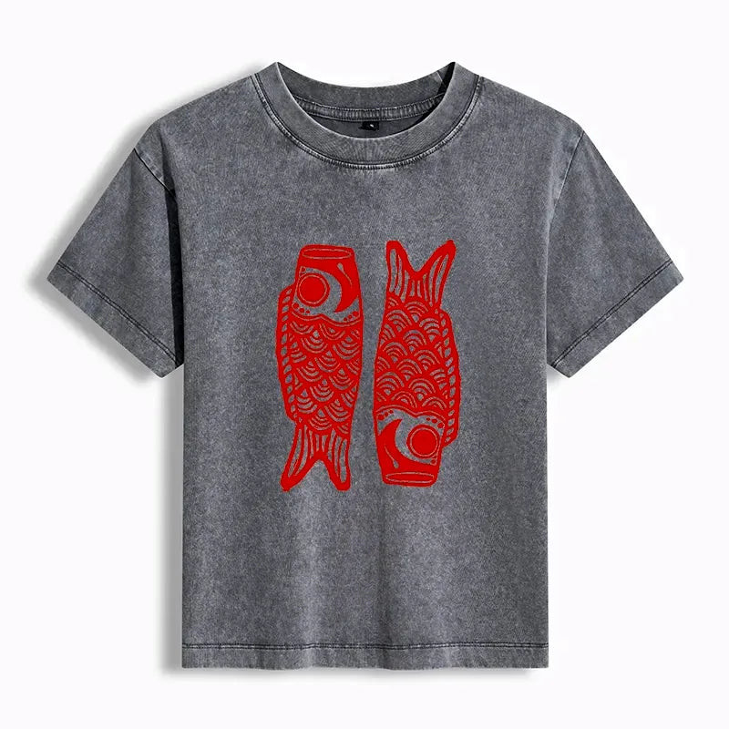 Japanese Carp Streamer Retro T-Shirt for Women