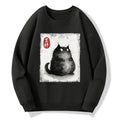 japanese ink painting black cat sweatshirt