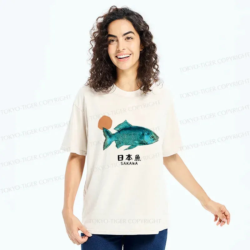 Kyoto-Lion Japanese Fish Vintage Washed T-Shirt