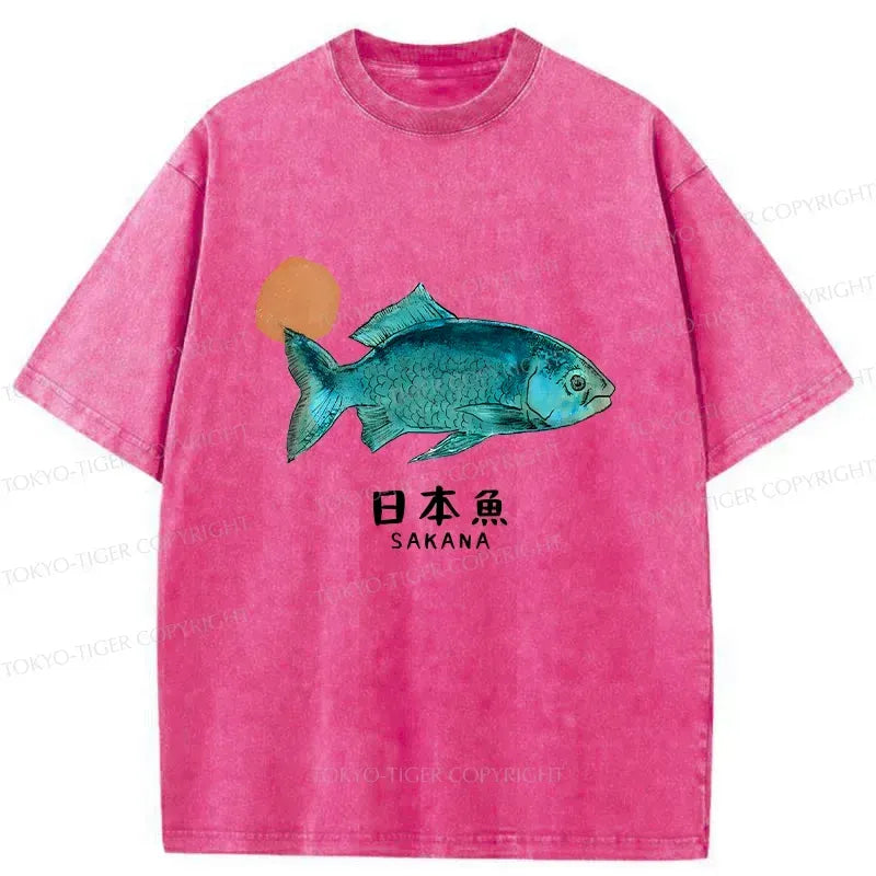 Kyoto-Lion Japanese Fish Vintage Washed T-Shirt