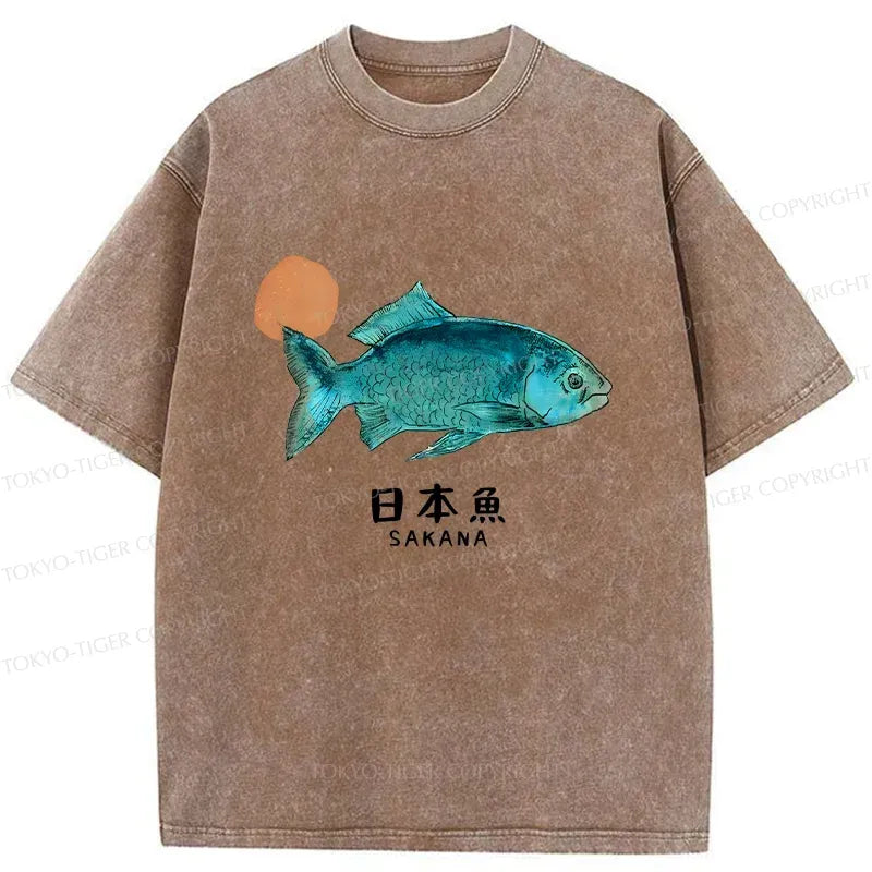 Kyoto-Lion Japanese Fish Vintage Washed T-Shirt