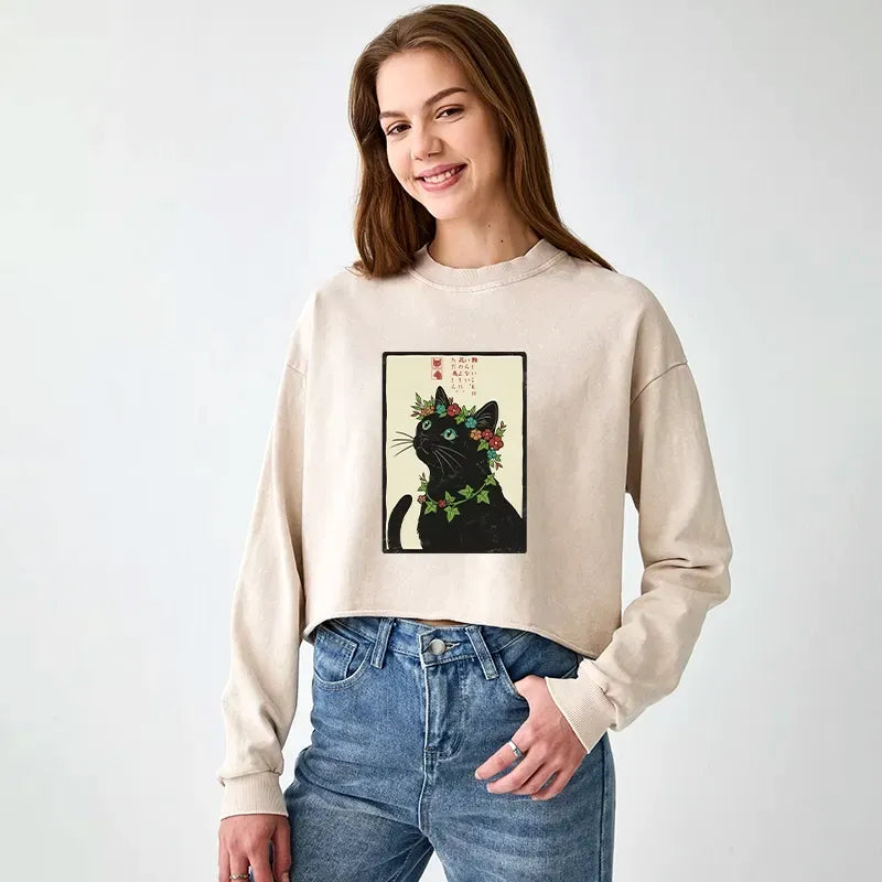 Trendy Ukiyo-e Cat Sweatshirt