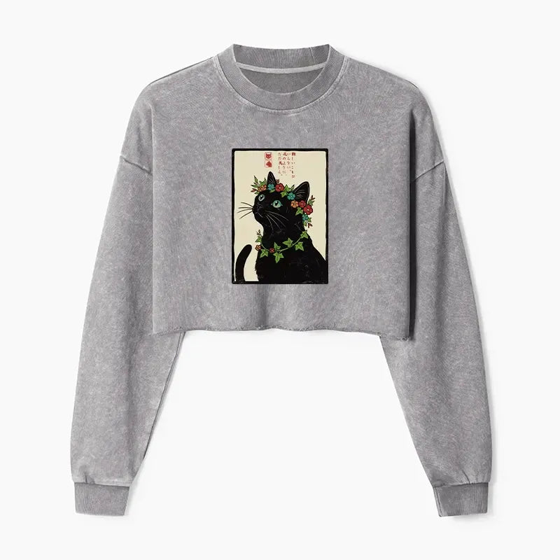 Washed Crop Sweatshirt for Women