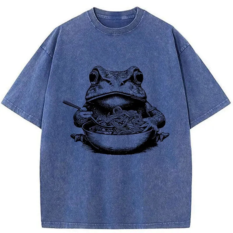Kyoto-Lion Obsessed With Ramen Frog Washed T-Shirt