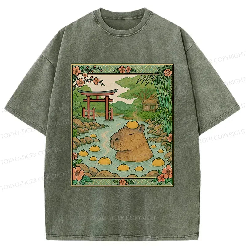 Trending Capybara Washed Tee for Summer