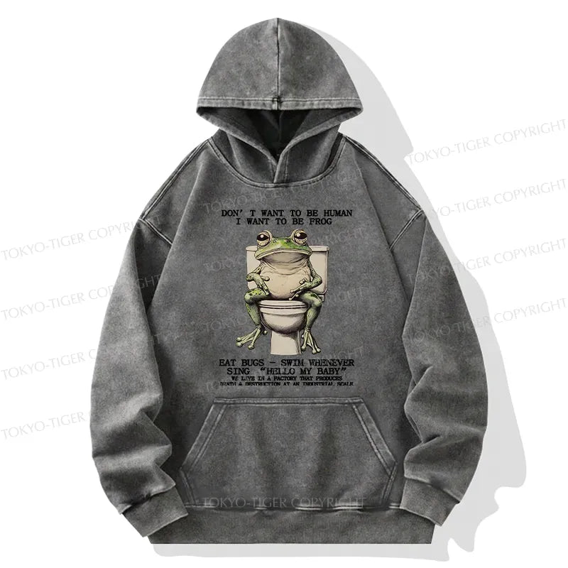 Kyoto-Lion I Just Want To Be A Frog Washed Hoodie