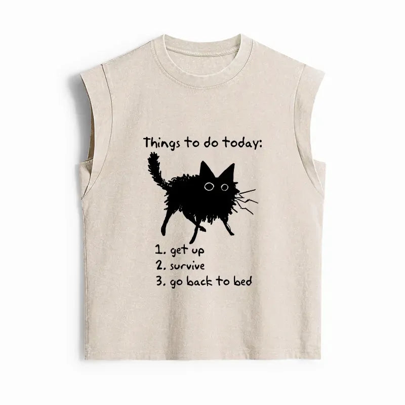 lazy cat survive day tank top gift idea