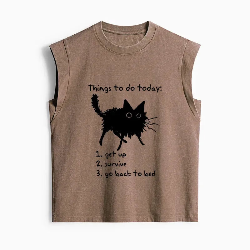 lazy cat survive day tank top gift idea