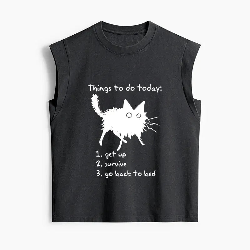 lazy cat survive day tank top gift idea