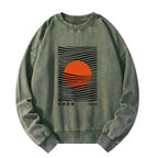 Kyoto-Lion Minimalist Art Sun Washed Sweatshirt
