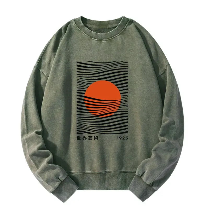 Kyoto-Lion Minimalist Art Sun Washed Sweatshirt