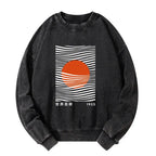 Kyoto-Lion Minimalist Art Sun Washed Sweatshirt