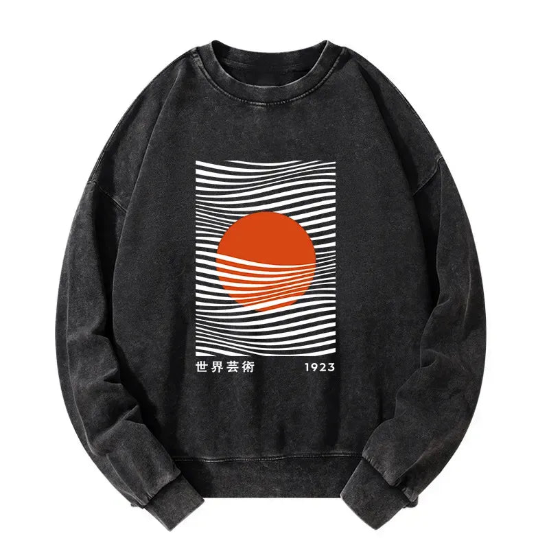 Kyoto-Lion Minimalist Art Sun Washed Sweatshirt
