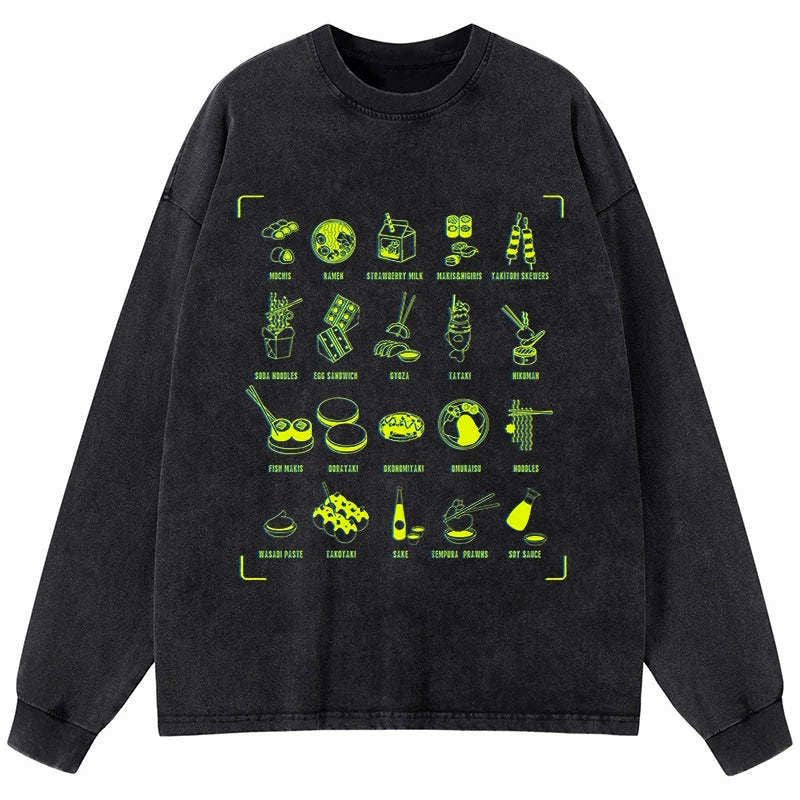 Japanese washed long sleeve t-shirt for daily wear
