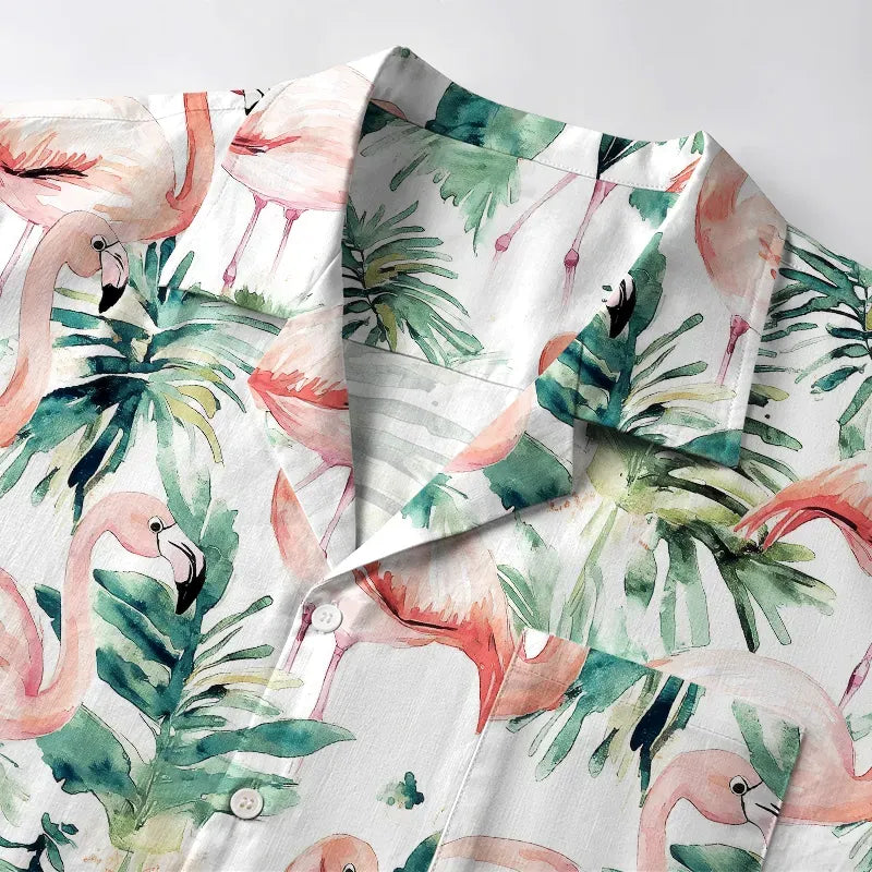 Kyoto-Lion Passionate Flamingo Aloha Hawaiian Shirt