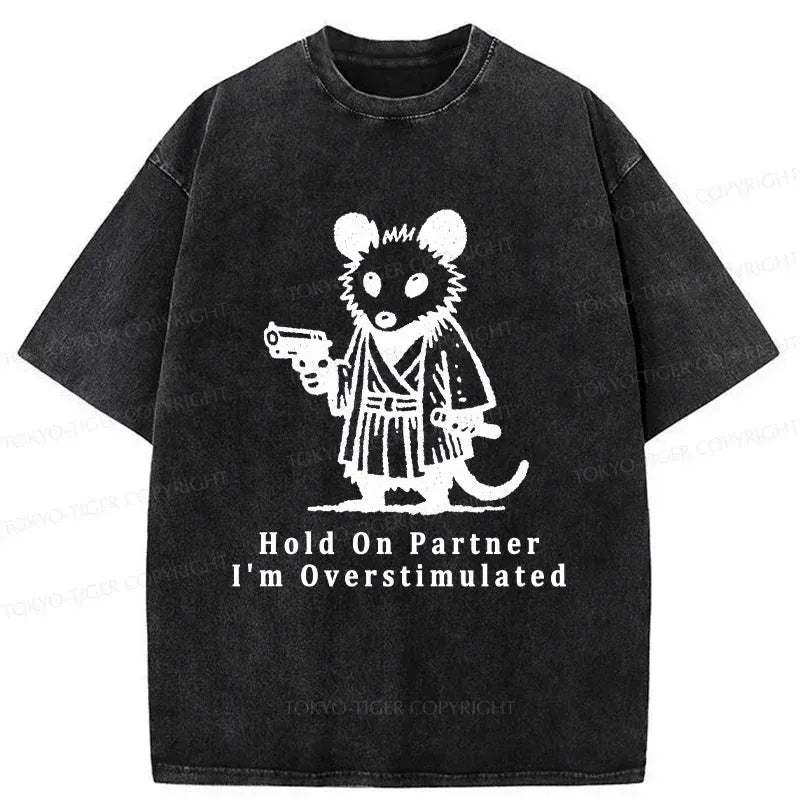 Kyoto-Lion Funny Possum Samurai Washed T-Shirt