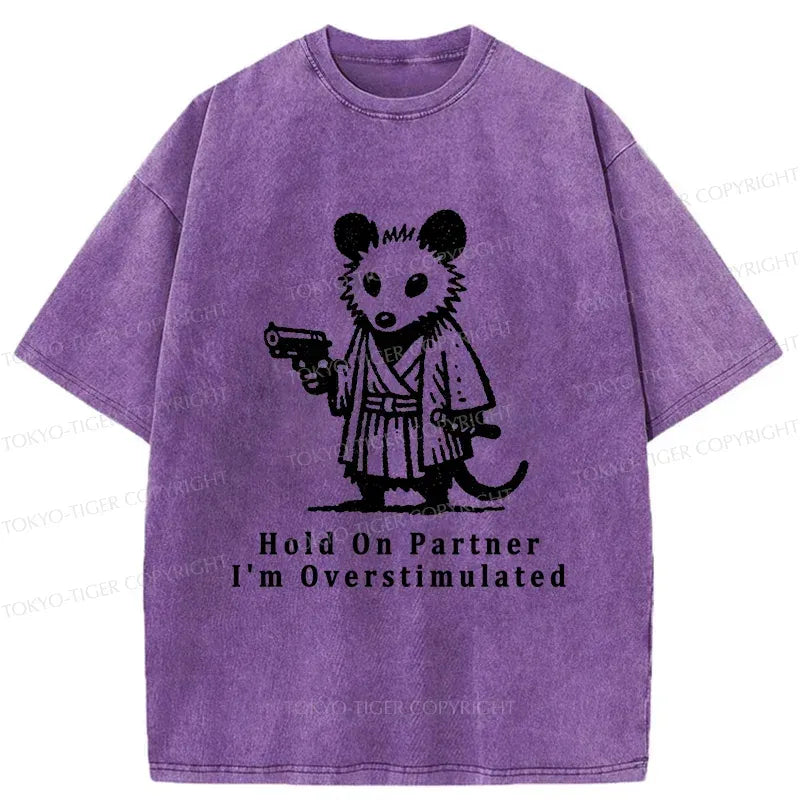 Funny Possum Samurai Washed T-Shirt for Daily Wear