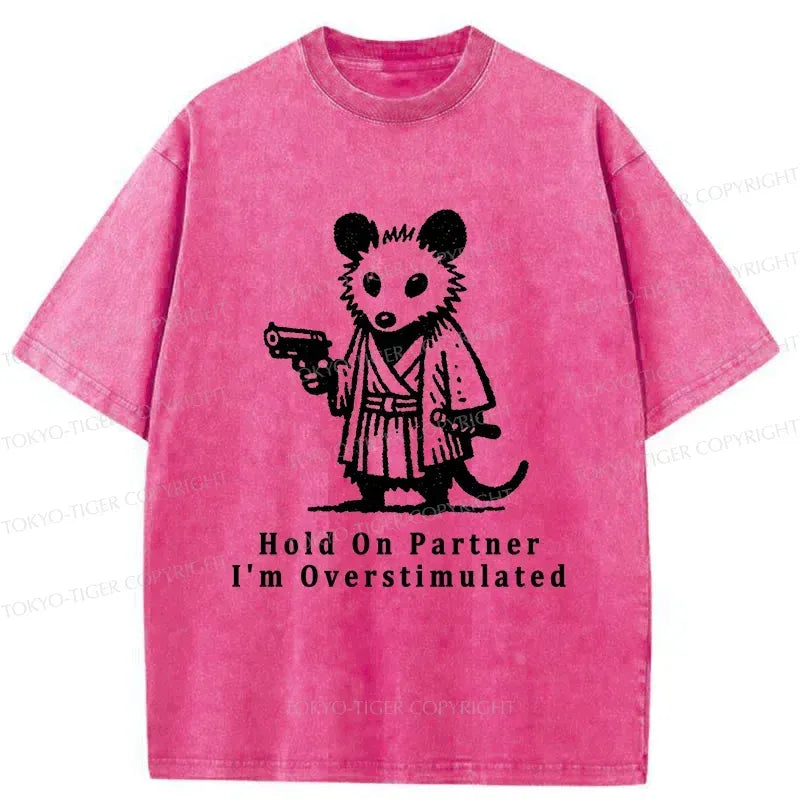 Kyoto-Lion Funny Possum Samurai Washed T-Shirt
