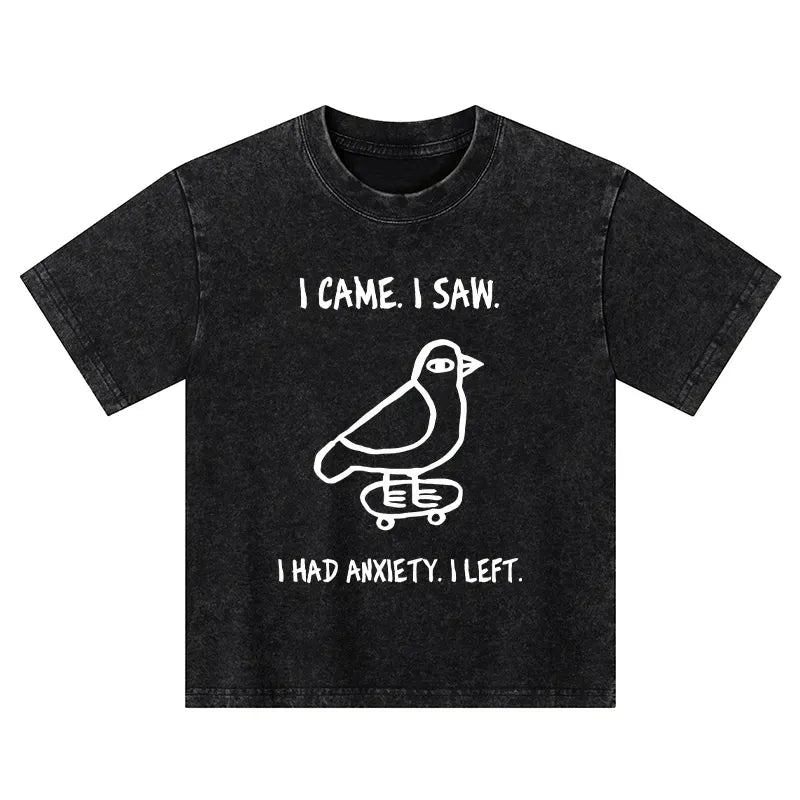 Kyoto-Lion Funny Meme Bird Just Needs A Break Kids Washed T-Shirt