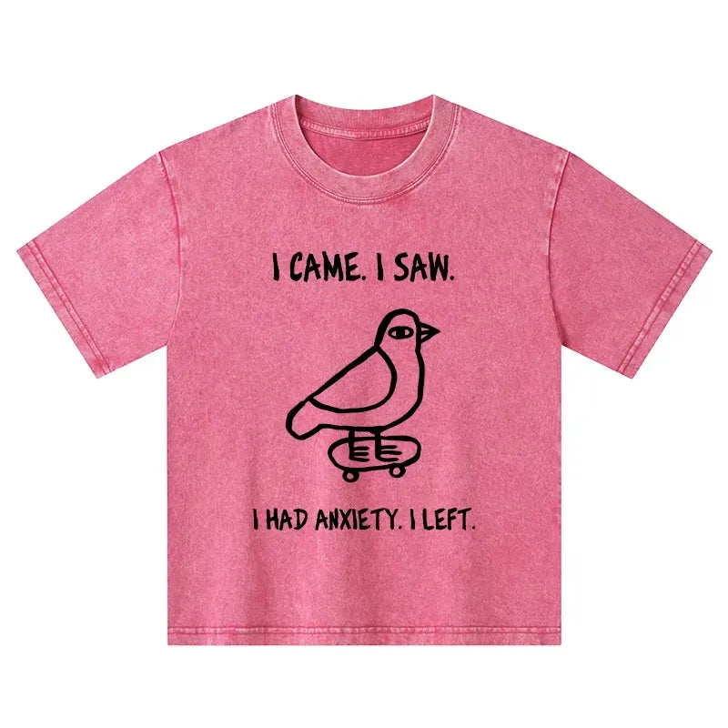 Kyoto-Lion Funny Meme Bird Just Needs A Break Kids Washed T-Shirt
