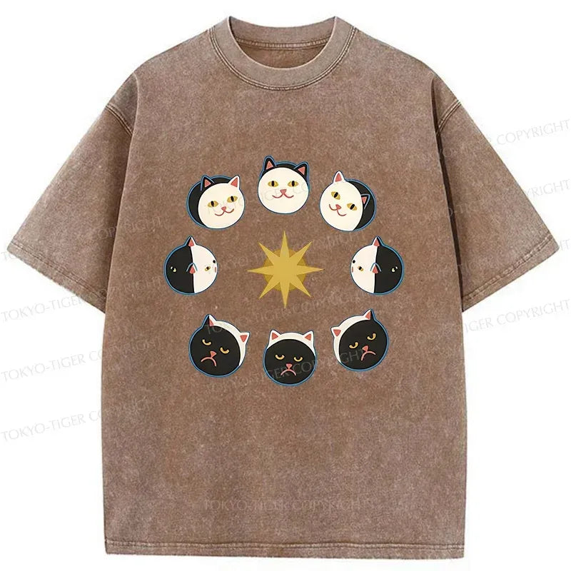 Kyoto-Lion Eclipse Cat Washed T-Shirt
