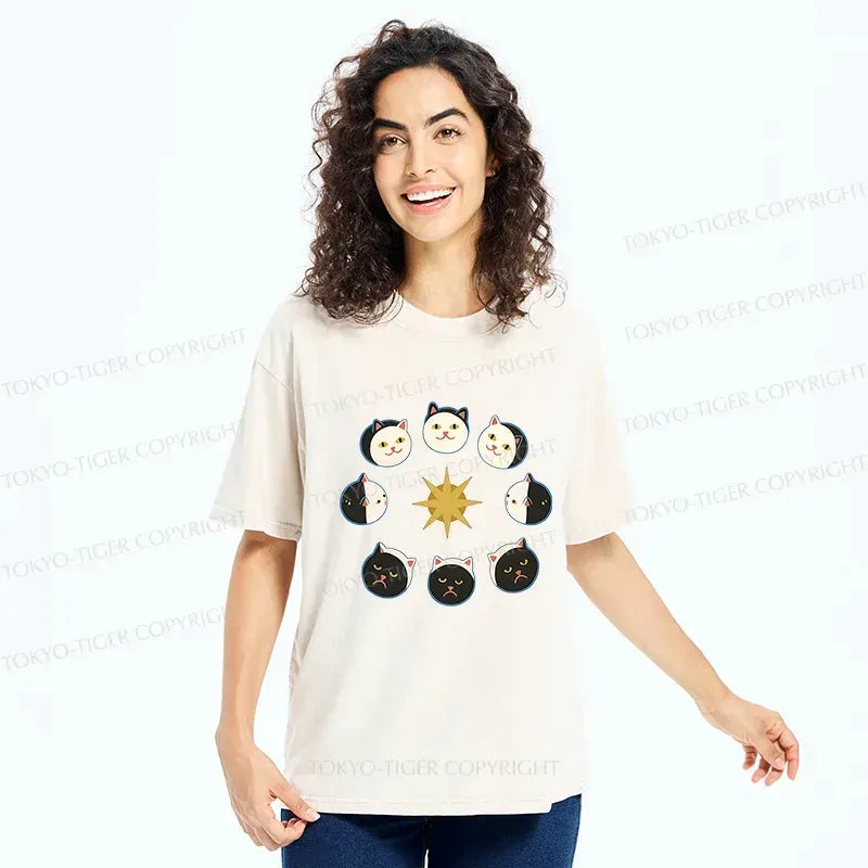 Kyoto-Lion Eclipse Cat Washed T-Shirt