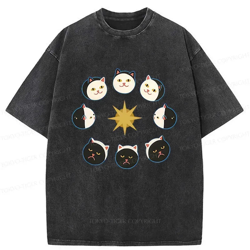Kyoto-Lion Eclipse Cat Washed T-Shirt