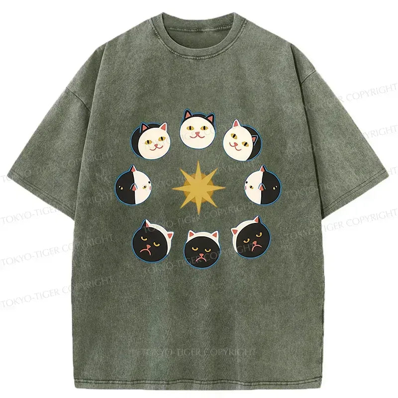 Kyoto-Lion Eclipse Cat Washed T-Shirt