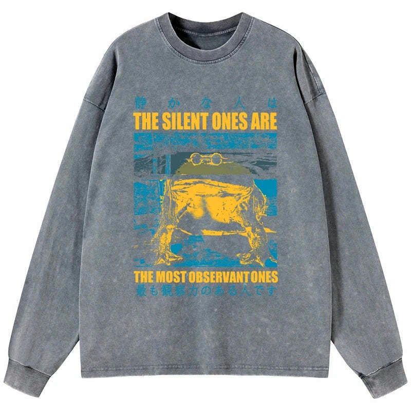 Kyoto-Lion Silent Frog Japanese Washed Long Sleeve T-Shirt