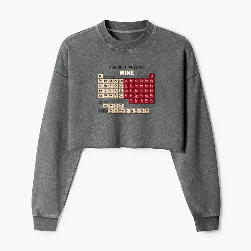 Kyoto-Lion Table of Elements of Wine Washed Crop Sweatshirt