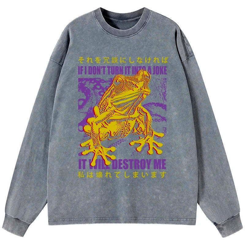 Japanese Vintage Frog Meme Long Sleeve Tee for Gift