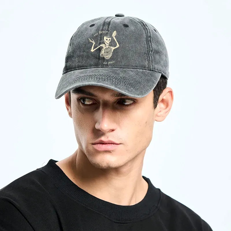 Kyoto-Lion Skeletons Feel No Pain Washed Cap