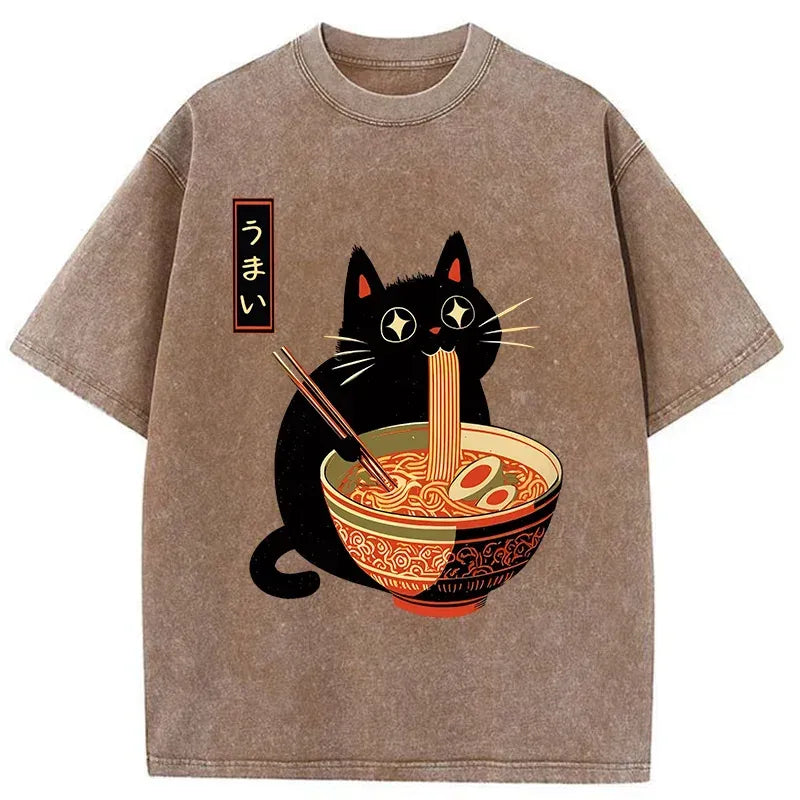 Japanese cat ramen t-shirt gift idea