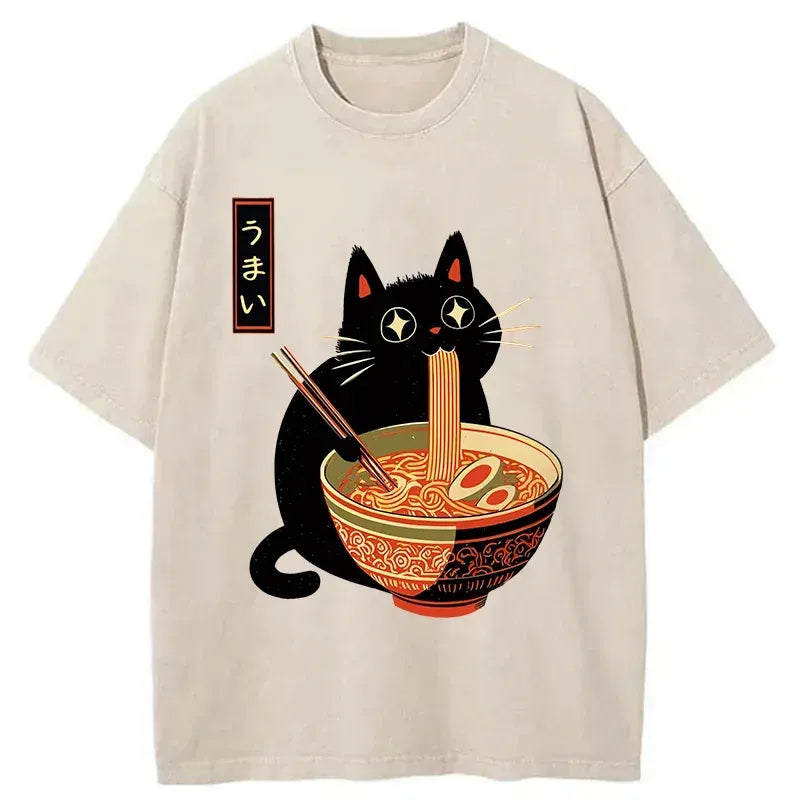 Kyoto lion cat ramen vintage tee