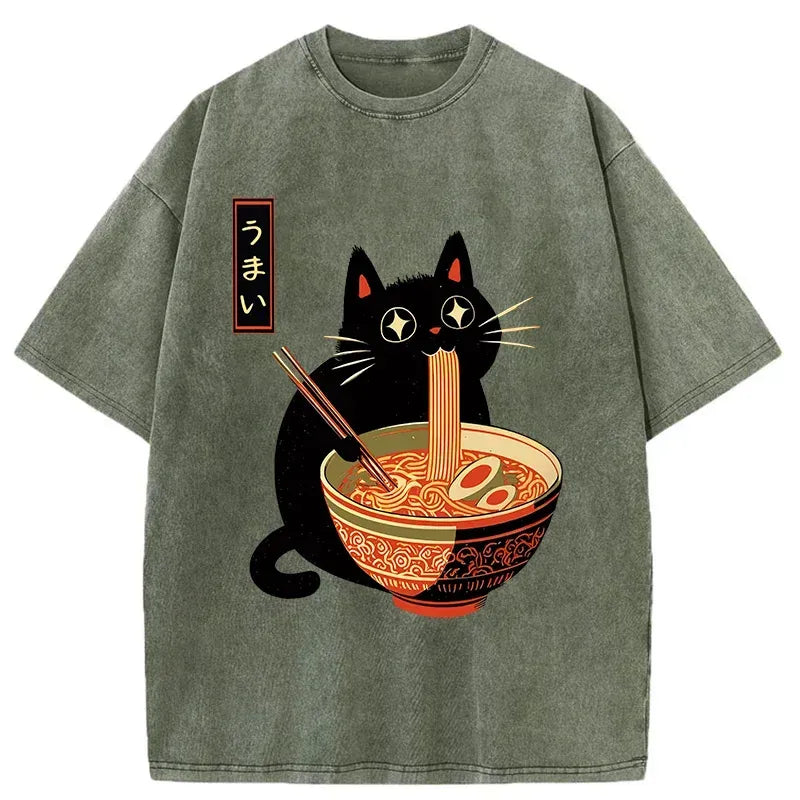 Japanese cat ramen t-shirt gift idea