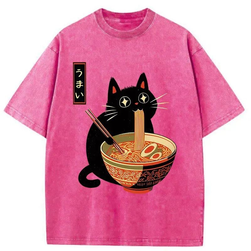 Japanese cat ramen t-shirt gift idea