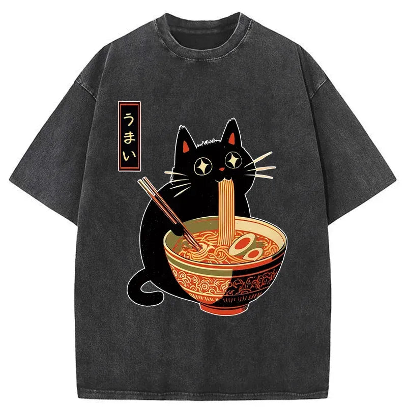 Japanese cat ramen t-shirt gift idea