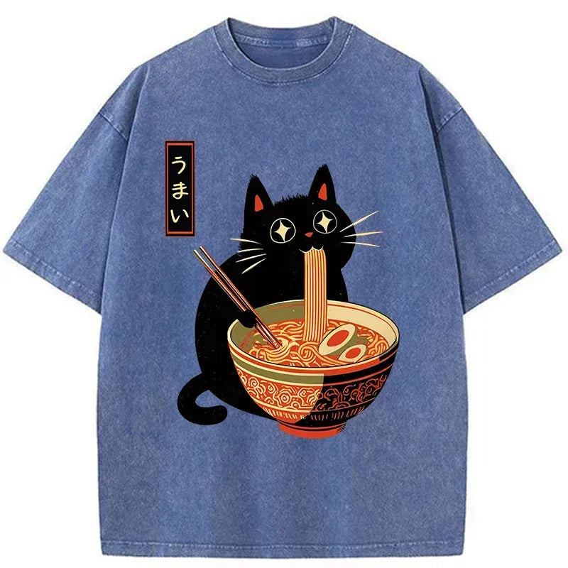 Japanese cat ramen t-shirt gift idea