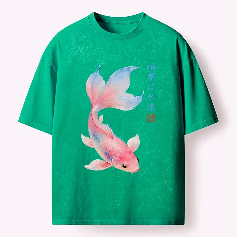 japanese koi fish washed t-shirt