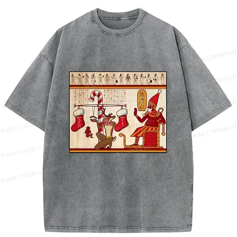 Kyoto-Lion Egyptian Christmas Washed T-Shirt