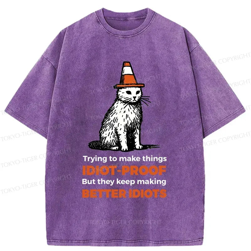 Kyoto-Lion Stupid Cat Washed T-Shirt