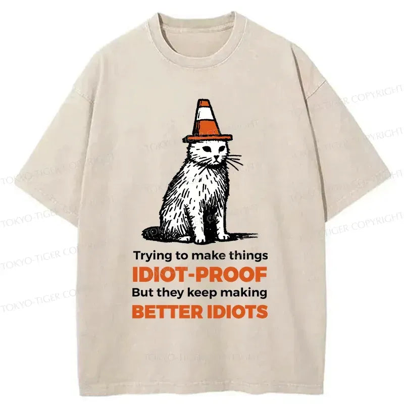 Kyoto-Lion Stupid Cat Washed T-Shirt