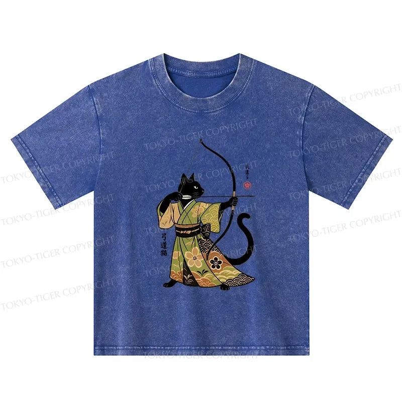 Kyoto-Lion Japan Cat Archery Kids T-Shirt