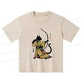 Washed Japanese Cat T-Shirt for Daily Wear