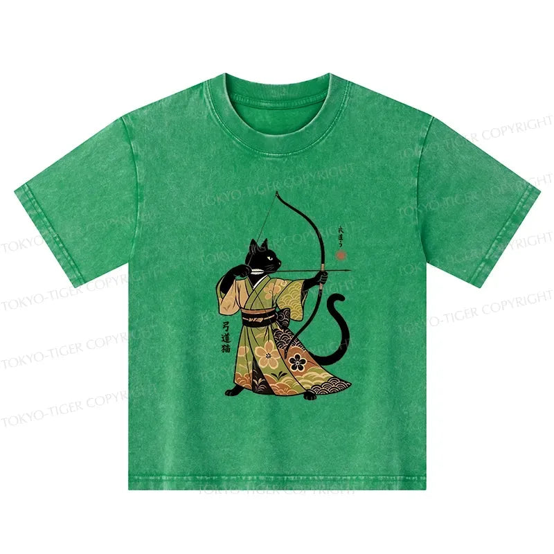 Kyoto-Lion Japan Cat Archery Kids T-Shirt