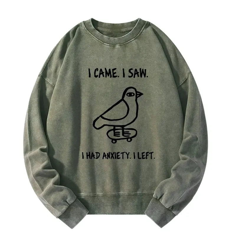 Kyoto-Lion Funny Meme Bird Just Needs A Break Washed Sweatshirt